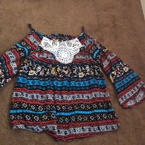 Fun colorful off shoulder shirt